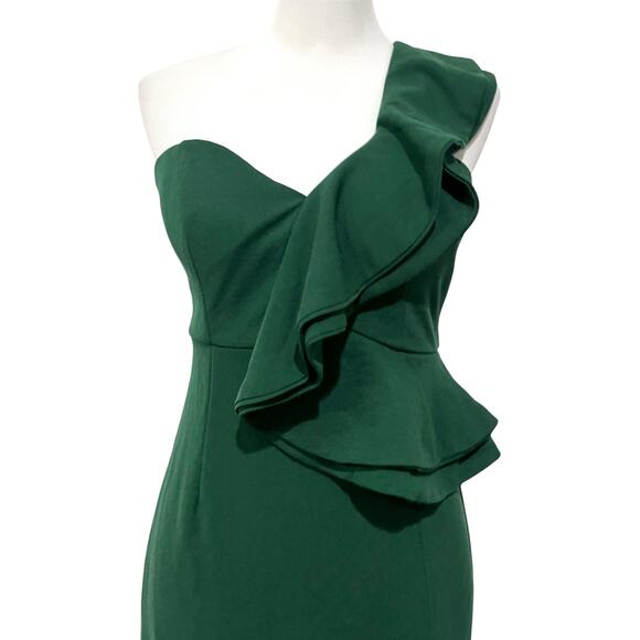 Hello Molly Caruso One-Shoulder Ruffle Midi Dress Green Size Womens Sz 8 - Picture 3 of 11